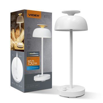 LED лампа настiльна с акумулятором VIDEX 8.5W 4000K+RGB White VL-TF23W 29247 фото