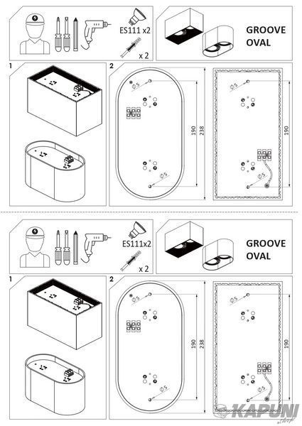 Точечный светильник Nowodvorski 9383 Groove GU10, ES111 2x75W IP20 White 9383 фото