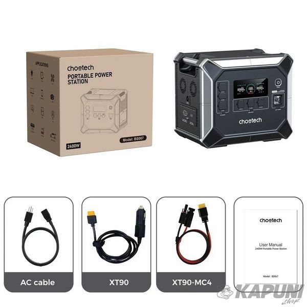 Зарядная станция 2400Вт Choetech BS067-EU-BKSL фото
