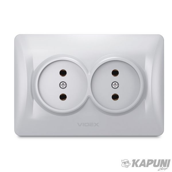 Розетка двойная срібний шовк VIDEX BINERA, 250 V, IP20 VF-BNSK2-SS 24901 фото
