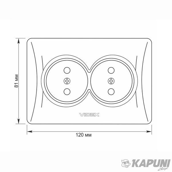 Розетка двойная срібний шовк VIDEX BINERA, 250 V, IP20 VF-BNSK2-SS 24901 фото