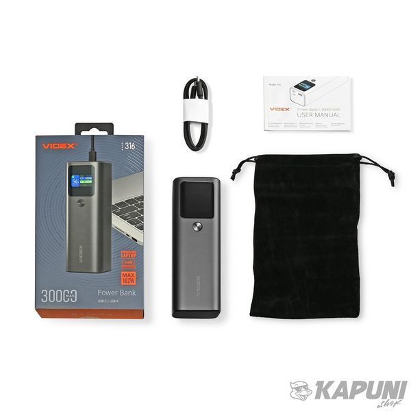 Повербанк 30000mAh VIDEX VPB-316 162W PD140W +Display VPB-316-G 28608 фото