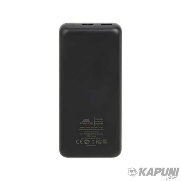 Портативное зарядное устройство RIVACASE RIVAPOWER VA1075 20000 mA QC/PD 45W (Black) RIVAPOWER VA1075 (Black) фото