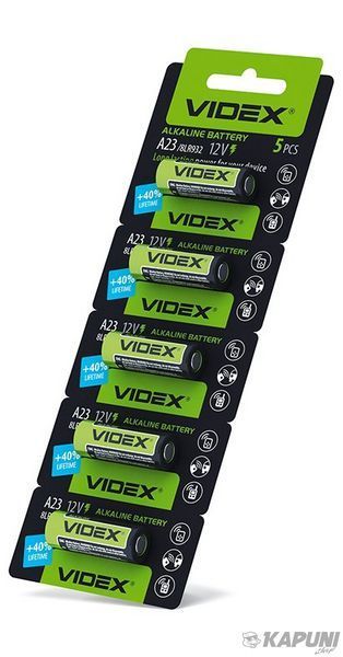 Батарейка лужна VIDEX А23/Е23А 5 шт. BLISTER CARD, 12 V, 55 мА&middot;год А23/Е23А 5pcs BC 22821 фото
