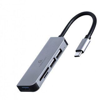 USB-С на 1х USB 3.1 Gen1 (5 Gbps), 2х USB 2.0, кардридер, металл, серый Cablexpert UHB-CM-CRU3P1U2P2-01 UHB-CM-CRU3P1U2P2-01 фото