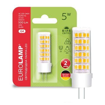 LED Лампа капсульная G4-5W-4000K-220V EUROLAMP LED-G4-0540(220) фото