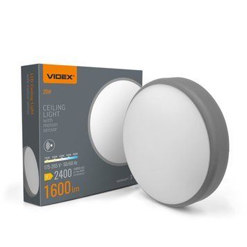 LED светильник накладний с датчиком руху VIDEX 20W 2700-6500K VL-CLR-200-2G 28960 фото