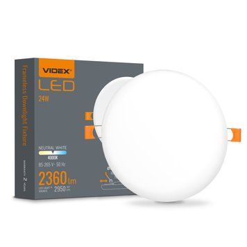 LED світильник безрамковий круглий VIDEX 24W 4000K 220V VLE-DLFR-244 28806 фото