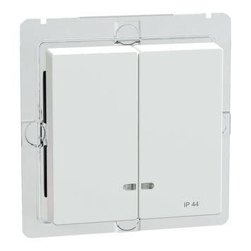 Накладка 2-клавішного вимикча IP44 з віконцем для підсвітки Schneider Electric Merten System M M-Plan скло активно-білий (MEG3424-0325) MEG3424-0325 фото