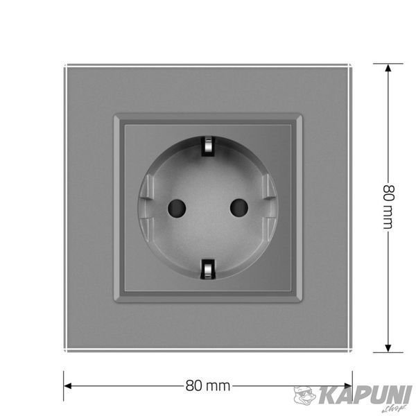 Розетка с заземлением Livolo серый стекло (VL-C7C1EU-15) VL-C7C1EU-15 фото