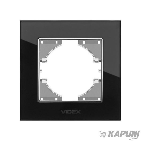 Рамка чорне скло одинарная горизонтальна VIDEX BINERA VF-BNFRG1H-B 24577 фото