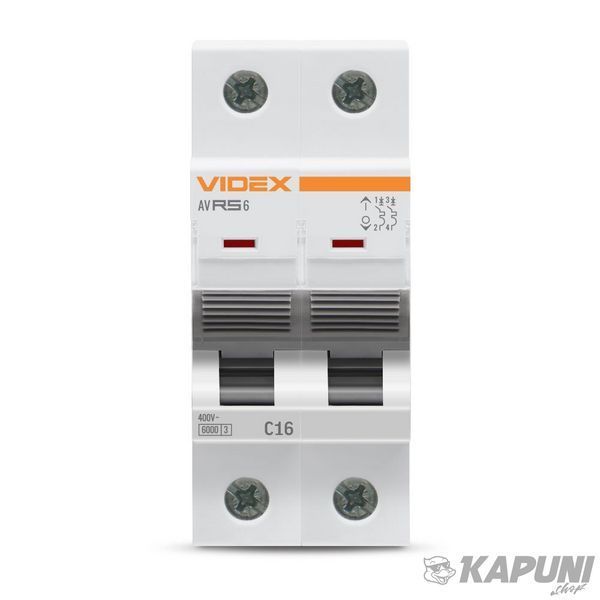Автоматический выключатель RS6 2п 16А 6кА С VIDEX RESIST VF-RS6-AV2C16 26559 фото