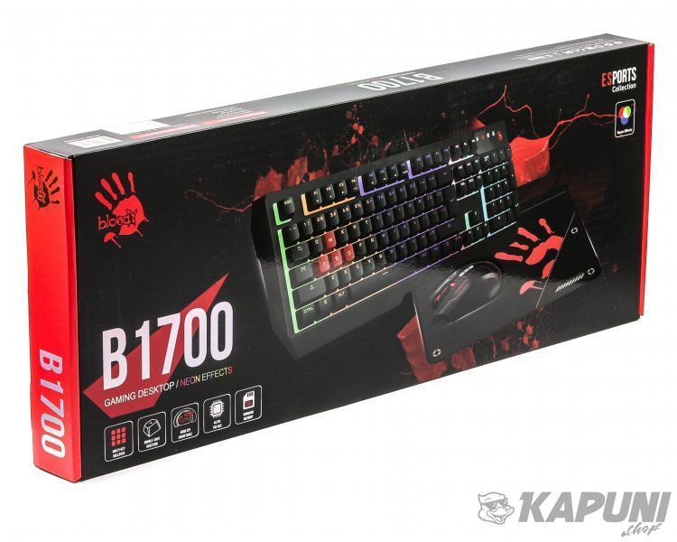 Комплект ігровий, клавіатура, миша, килимок USB Bloody B1700 Bloody (Black) B1700 Bloody (Black) фото