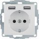Розетка Berker S.1/B.3/B.7 с заземлением + 2 USB 2.4A белая 48038982 KPN-185151 фото 1