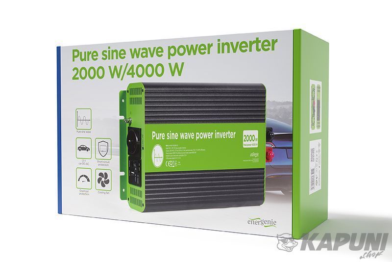 Автомобільний інвертор на 2000 Вт (4000Вт пиковая), чиста синусоїда EnerGenie EG-PWC-PS2000-01 фото