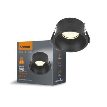 Светильник VIDEX під лампу GU10 врізний Круглий черный, 30W Max VL-SPF09R-B 27145 фото