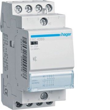 Контактор бесшумный Hager ESC426S 25A, 4НЗ, 230В ESC426S фото
