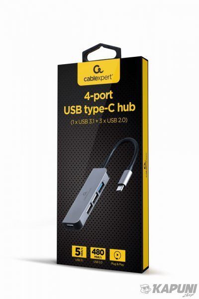 USB-С на 1х USB 3.1 Gen1 (5 Gbps), 3х USB 2.0, металл, серый Cablexpert UHB-CM-U3P1U2P3-01 UHB-CM-U3P1U2P3-01 фото