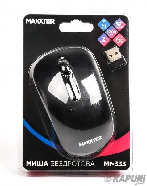 Мышь беспроводная, USB, 1200 dpi, черная Maxxter Mr-333 Mr-333 фото