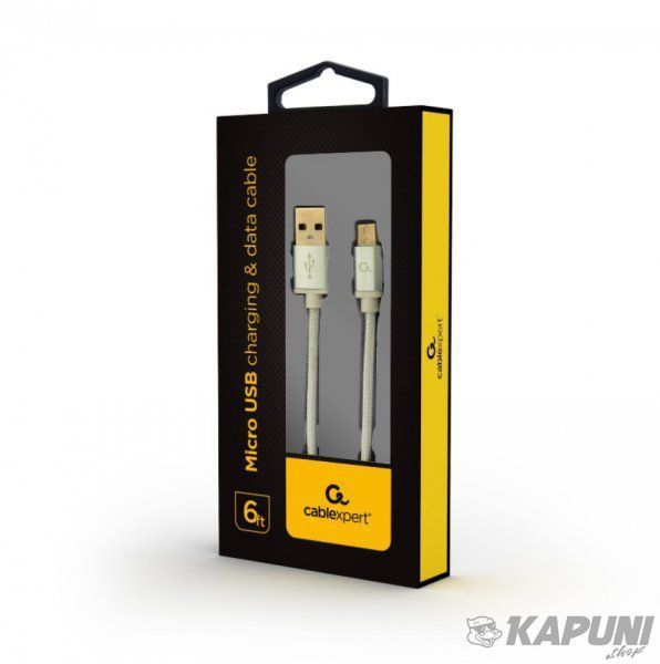 Кабель USB 2.0, A-тато/micro B-тато, 1.8 м, з обплетенням та металевими роз'ємами, CCB-mUSB2B-AMBM-6-S CCB-mUSB2B-AMBM-6-S фото