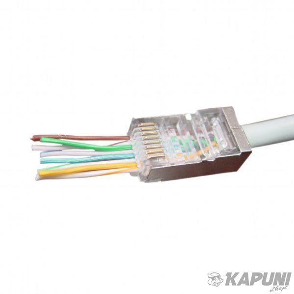 Конектор Cablexpert 8P8C, CAT-5e, FTP, з наскрізними отворами, позолочені контакти (10 шт.) LC-PTF-01/10 LC-PTF-01/10 фото