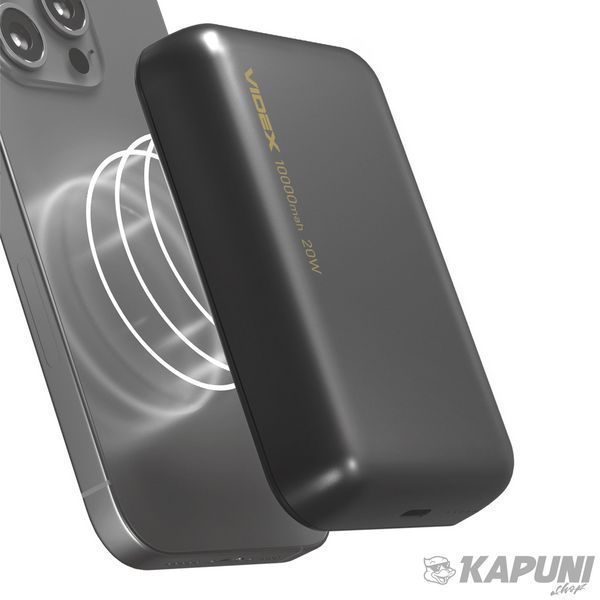 Повербанк з бездротовою зарядкою 10000mAh VIDEX VPB-W102 PD20W Grey VPB-W102-G 28500 фото