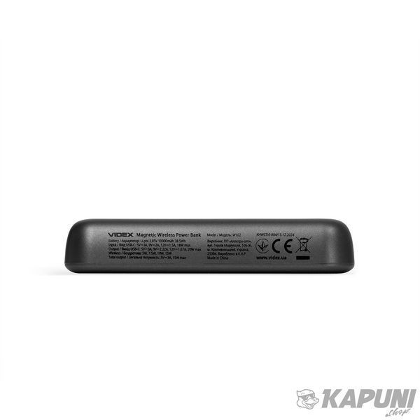 Повербанк з бездротовою зарядкою 10000mAh VIDEX VPB-W102 PD20W Grey VPB-W102-G 28500 фото