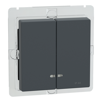 Накладка 2-клавішного вимикча IP44 з віконцем для підсвітки Schneider Electric Merten System M M-Plan скло антрацит (MEG3424-0414) MEG3424-0414 фото