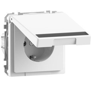 Розетка с заземлением со шторками и местом для маркировки 16А Schneider Electric Merten D-Life M-Plan стекло белый лотос (MEG2312-6035) MEG2312-6035 фото