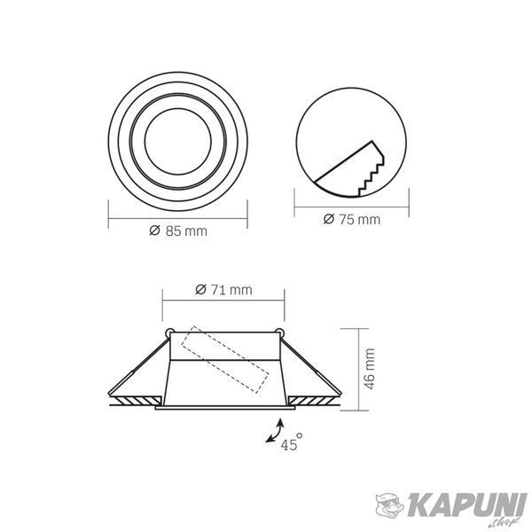 Світильник VIDEX під лампу GU10 врізний Круглий Білий, 30W Max VL-SPF09R-W 27144 фото