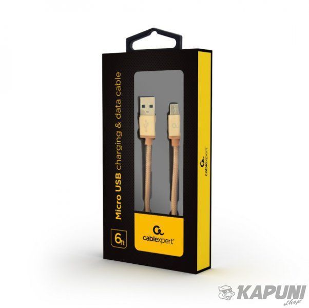 Кабель USB 2.0, A-тато/micro B-тато, 1.8 м, з обплетенням та металевими роз'ємами, CCB-mUSB2B-AMBM-6-G CCB-mUSB2B-AMBM-6-G фото