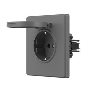 Розетка одинарная с заземлением и кришкою серый графіт VIDEX NOTA VF-NT-SK1GC-GR 28902 фото
