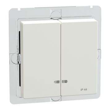 Накладка 2-клавішного вимикча IP44 з віконцем для підсвітки Schneider Electric Merten System M M-Plan скло полярно-білий (MEG3424-0319) MEG3424-0319 фото