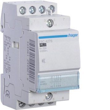 Контактор бесшумный Hager ESC427S 25A, 2НО+2НЗ, 230В ESC427S фото