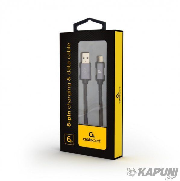 Кабель USB 2.0, A-папа/Lightning, 1.8 м, с оплеткой и металлическими разъемами, CCB-mUSB2B-AMLM-6 CCB-mUSB2B-AMLM-6 фото