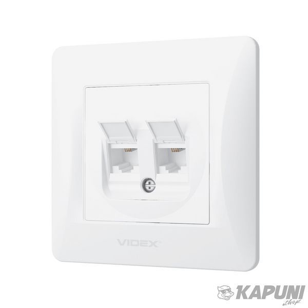 Розетка CAT3+CAT3 двойная телефонна белая VIDEX BINERA, IP20 VF-BNSK2TF3-W 25083 фото