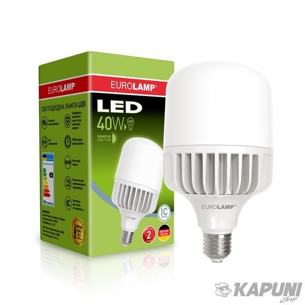 LED Лампа высокомощная EUROLAMP 40W-E27-6500K LED-HP-40276 фото