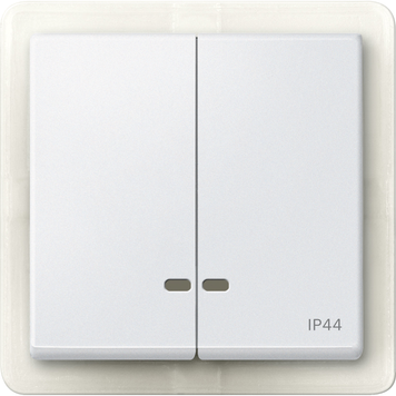 Накладка 2-клавішного вимикча IP44 з віконцем для підсвітки Schneider Electric Merten System M M-Plan скло полярно-білий (MEG3424-0419) MEG3424-0419 фото