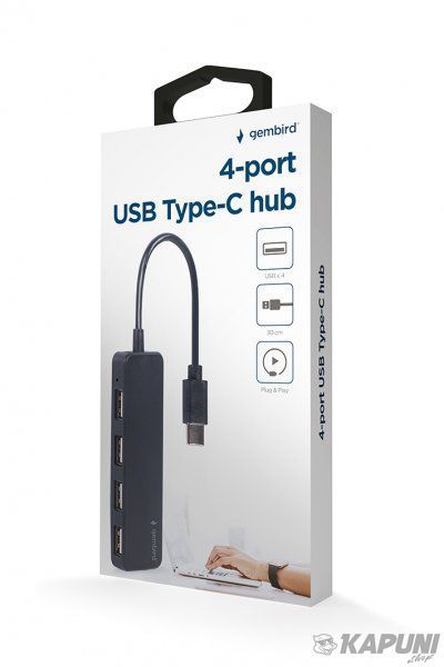 Хаб Type-C на 4 порта USB 2.0, пластик, черный Gembird UHB-CM-U2P4-01 UHB-CM-U2P4-01 фото