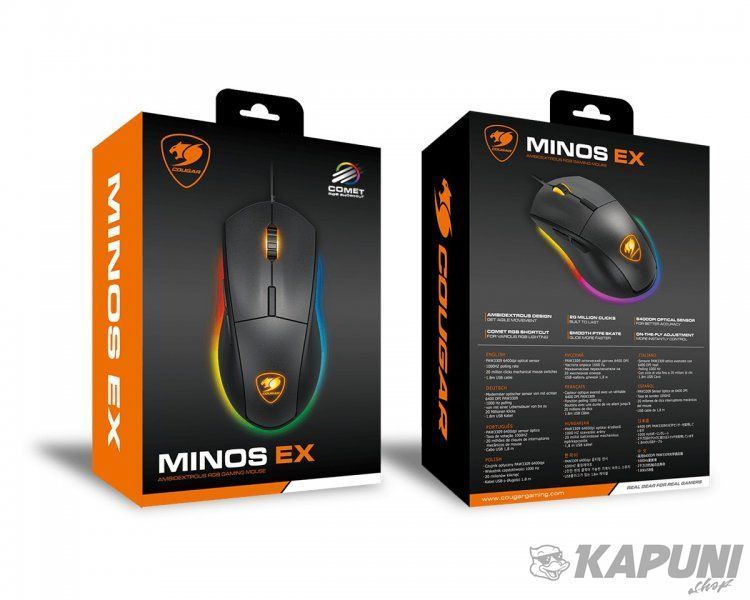 Мышь игровая, 6400 dpi, 3-зонная RGB подсветка Cougar Minos EX Minos EX фото