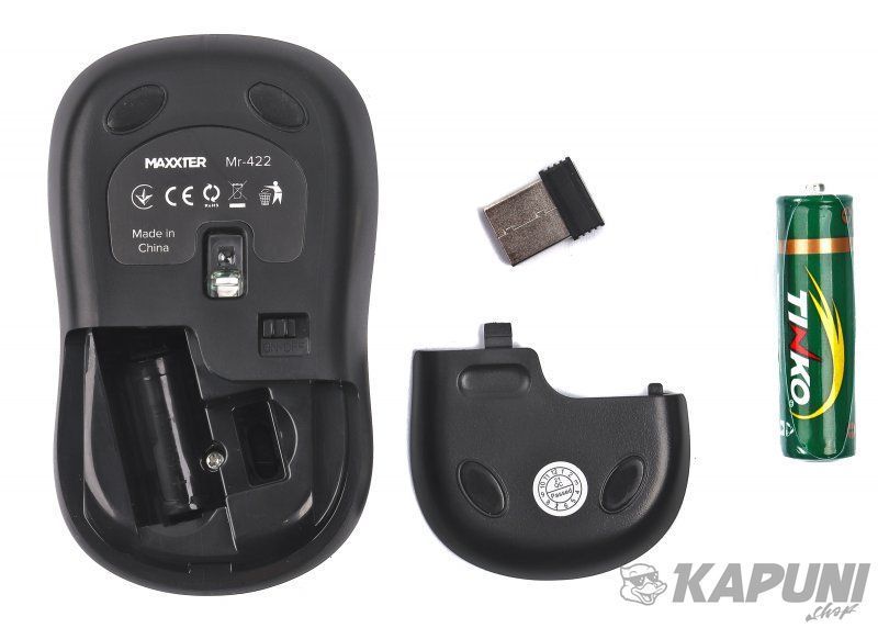 Миша бездротова, 3 кнопки, оптична, 1200 DPI, USB, чорний Maxxter Mr-422 Mr-422 фото