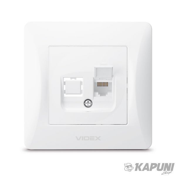 Розетка CAT6 одинарная комп'ютерна белая VIDEX BINERA, IP20 VF-BNSK1PC6-W 24439 фото