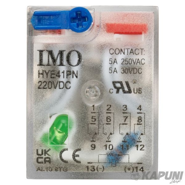 Промежуточное реле IMO 4PCO, 220 В DC, 5 А, LED HYE41PN220DC HYE41PN220DC фото
