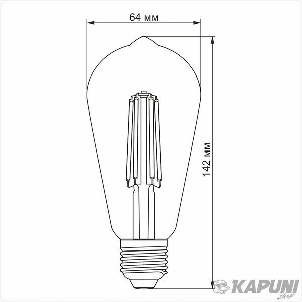 LED лампа VIDEX Filament ST64FD 6W E27 4100K дімерна VL-ST64FD-06274 24312 фото