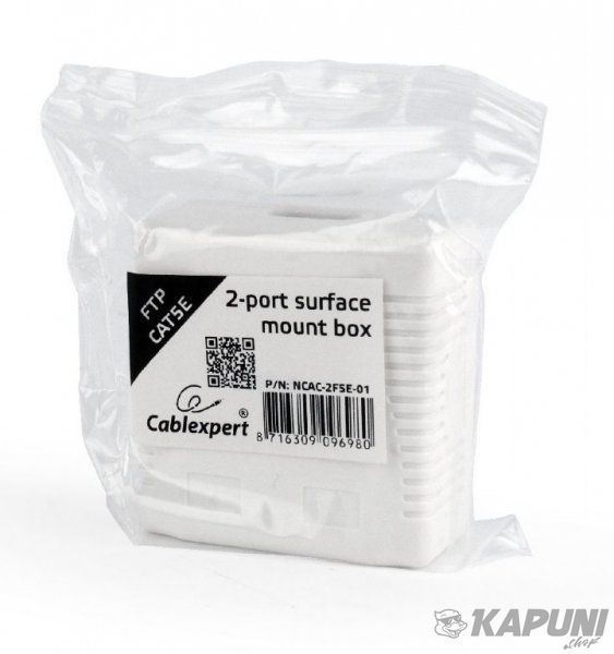 Розетка Cablexpert на 2 порти з екраном RJ-45, 5Е cat, зовнішня NCAC-2F5E-01 NCAC-2F5E-01 фото