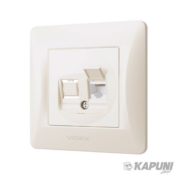 Розетка CAT6 одинарная комп'ютерна кремова VIDEX BINERA, IP20 VF-BNSK1PC6-CR 24699 фото