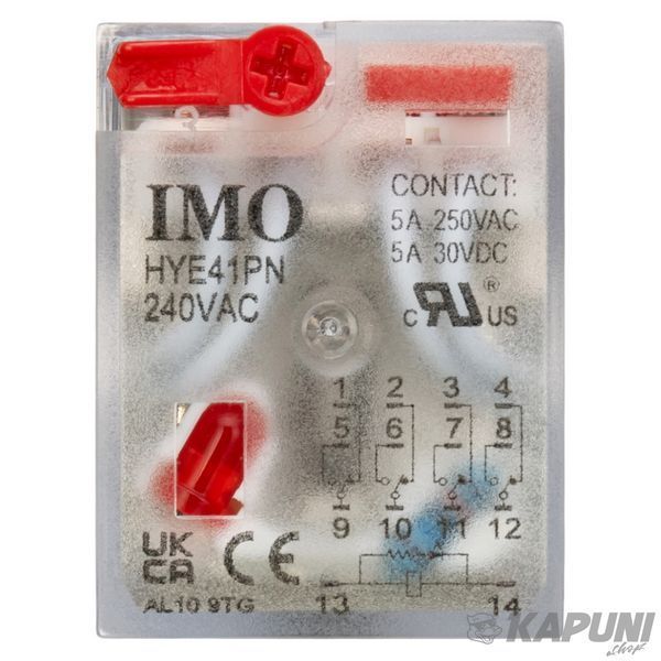 Проміжне реле IMO 4PCO, 5 А, 240 В AC, LED HYE41PN240AC HYE41PN240AC фото