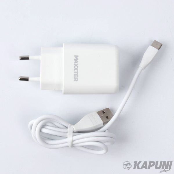 Сетевое зарядное устройство Maxxter 2.4A + кабель Type-C White (WC-QC-AtC-01) WC-QC-AtC-01 фото
