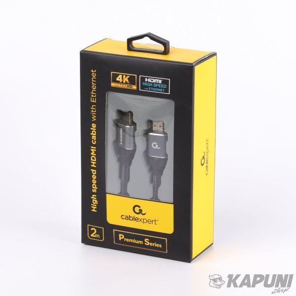 Кабель premium в блістері HDMI V.2.0, 4К 60 Гц, HDR, 18Gbps, YUV 4:4:4, нейлонове обплетення, 2 м Cablexpert CCBP-HDMI-2M CCBP-HDMI-2M фото