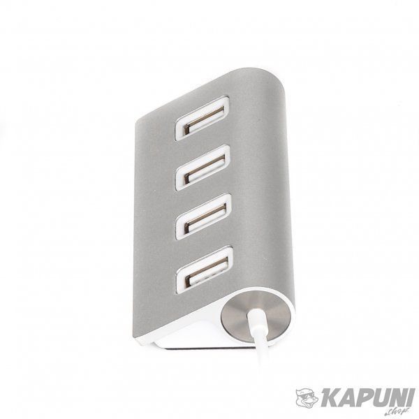 Хаб Maxxter USB 2.0 Type-A на 4 порти, метал, сріблястий HU2A-4P-01 HU2A-4P-01 фото